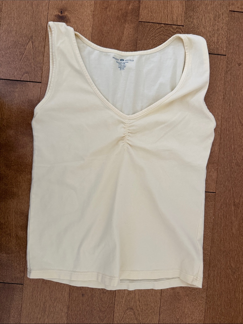 Brandy Melville Cream V‑Neck Sleeveless Tank